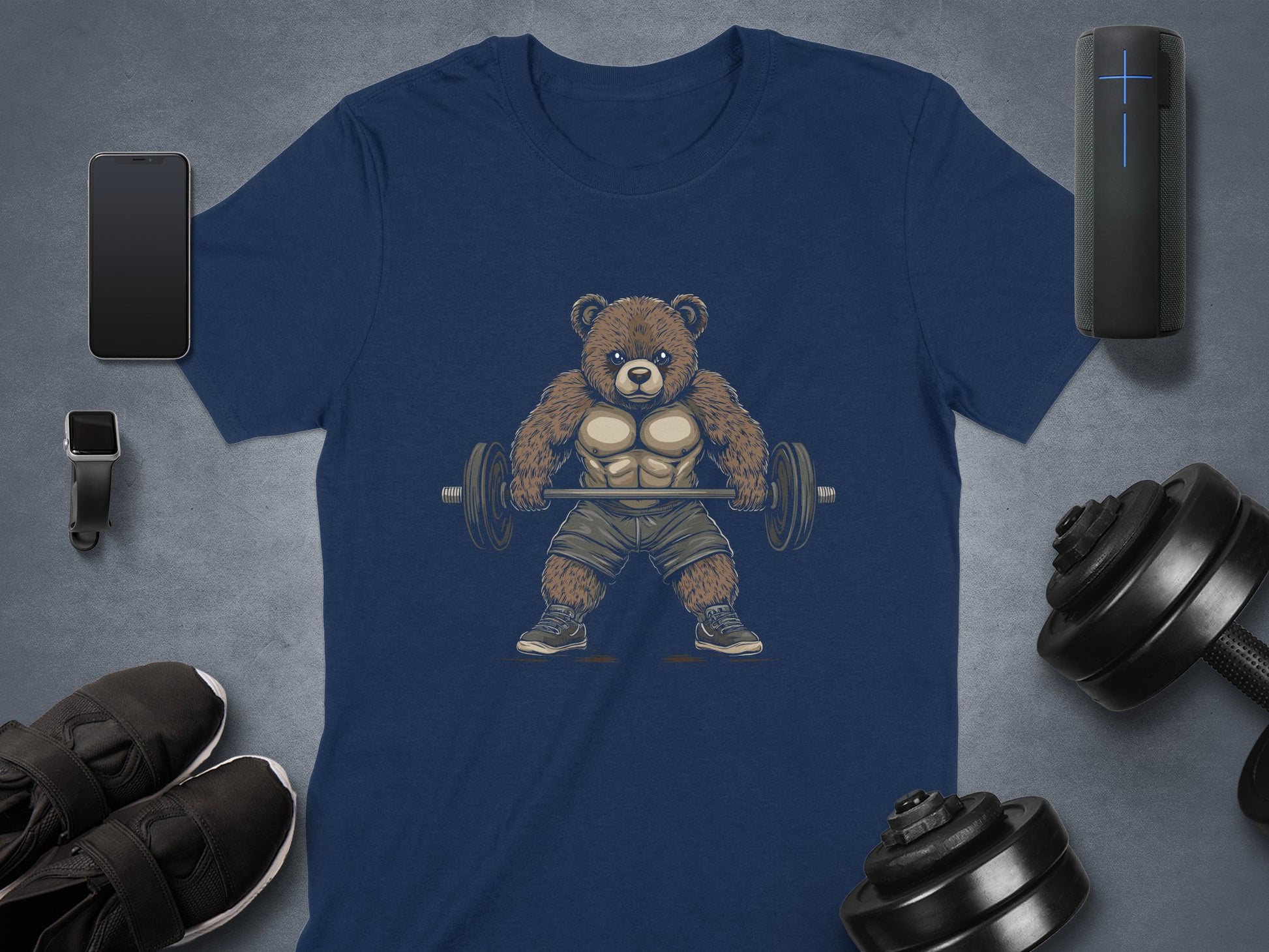 Weightlifting Bear Printed Graphic T Shirt product type