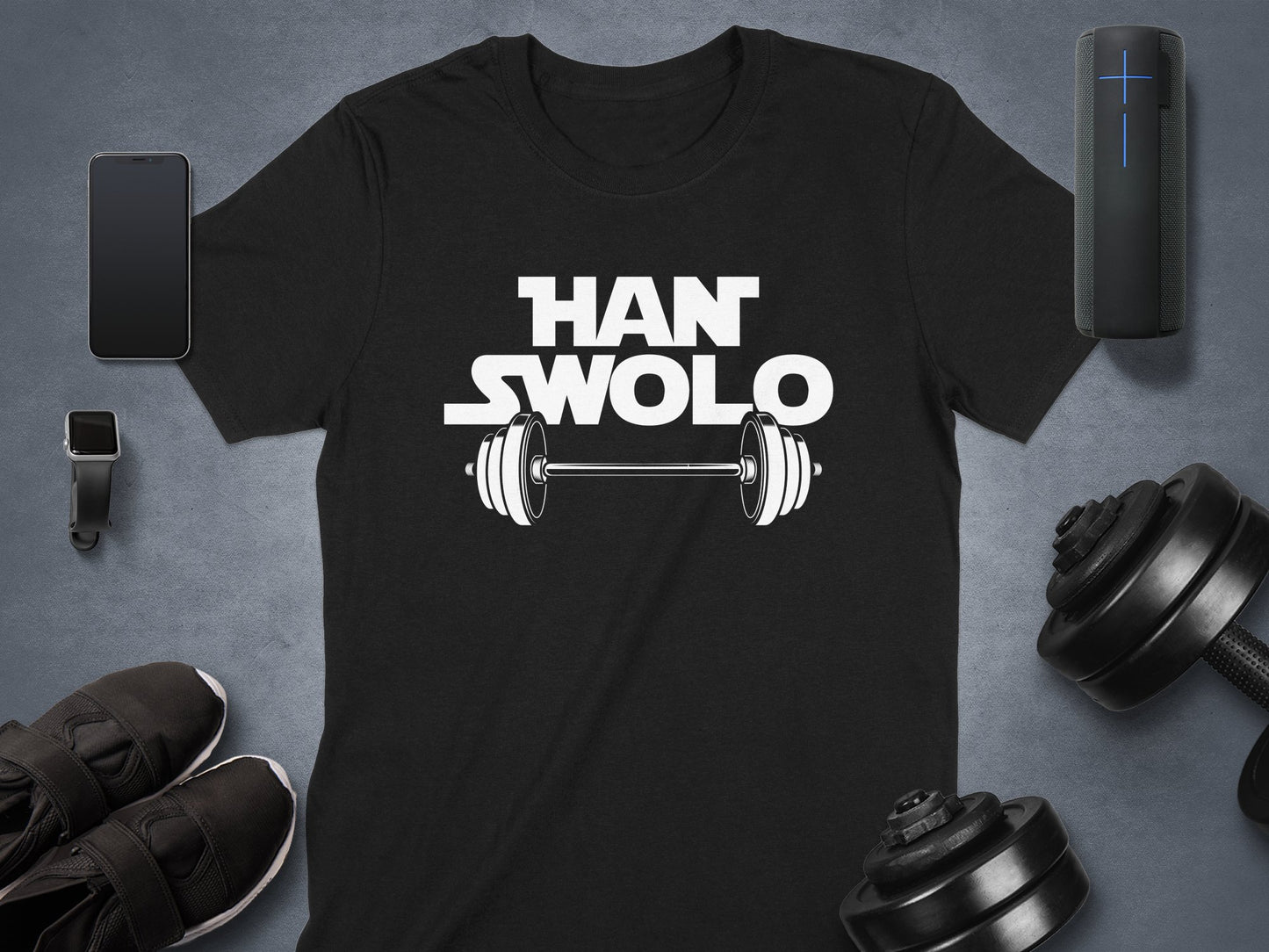 Han Swolo Barbell T Shirt Gym Workout Fitness product