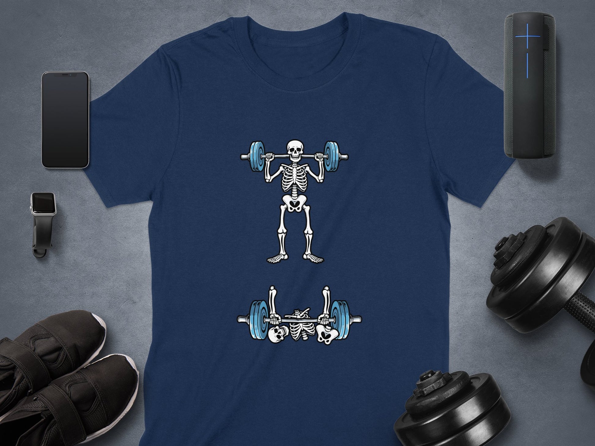 Skeleton Weightlifting Design Fitness T-Shirt product type
