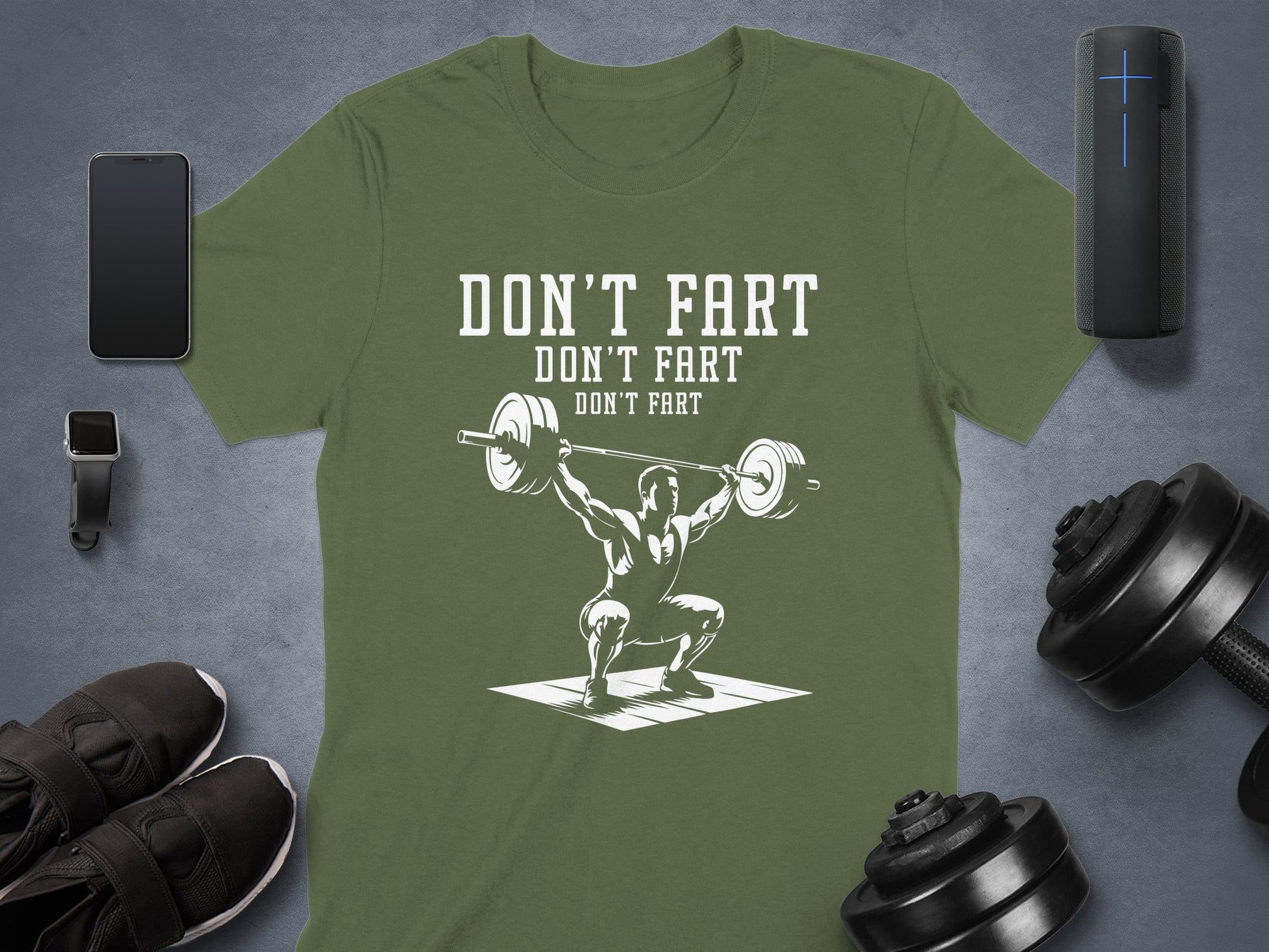 Don't Fart Weightlifting Graphic Tee Shirt product
