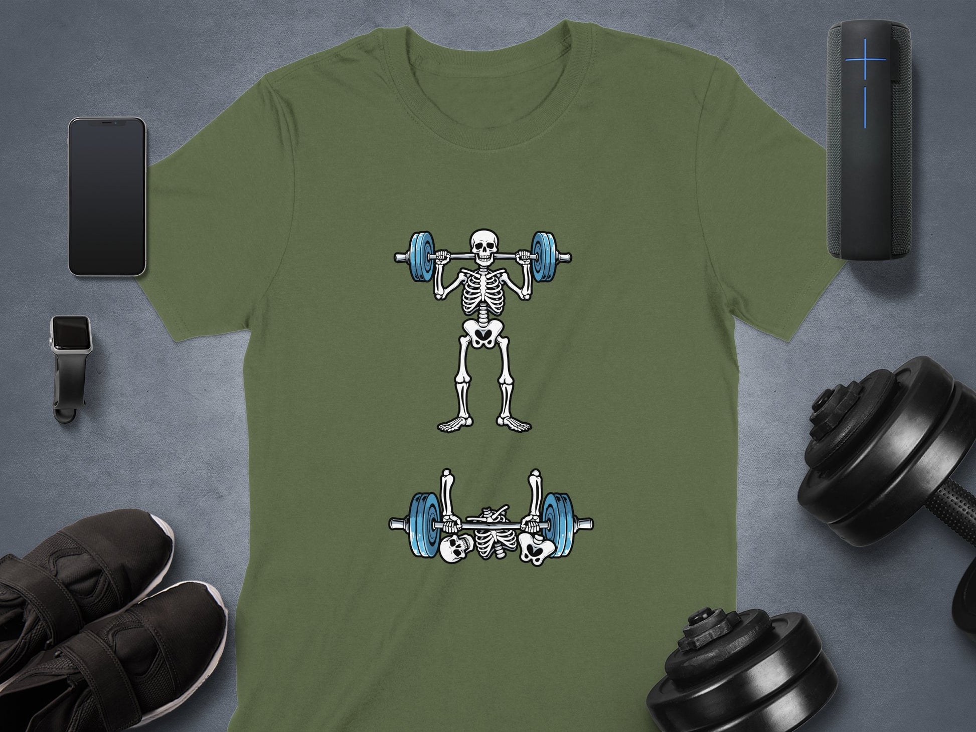 Funny Skeleton Weightlifting Gym Graphic T-shirt product