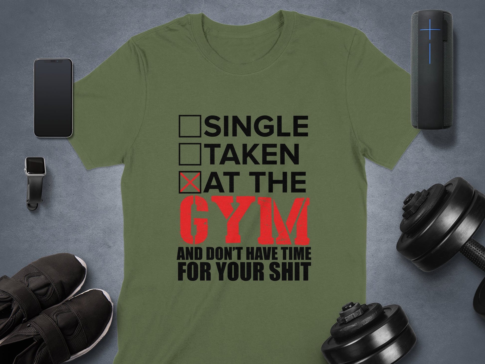 Single Taken At The Gym Funny Fitness T-Shirt Product Type