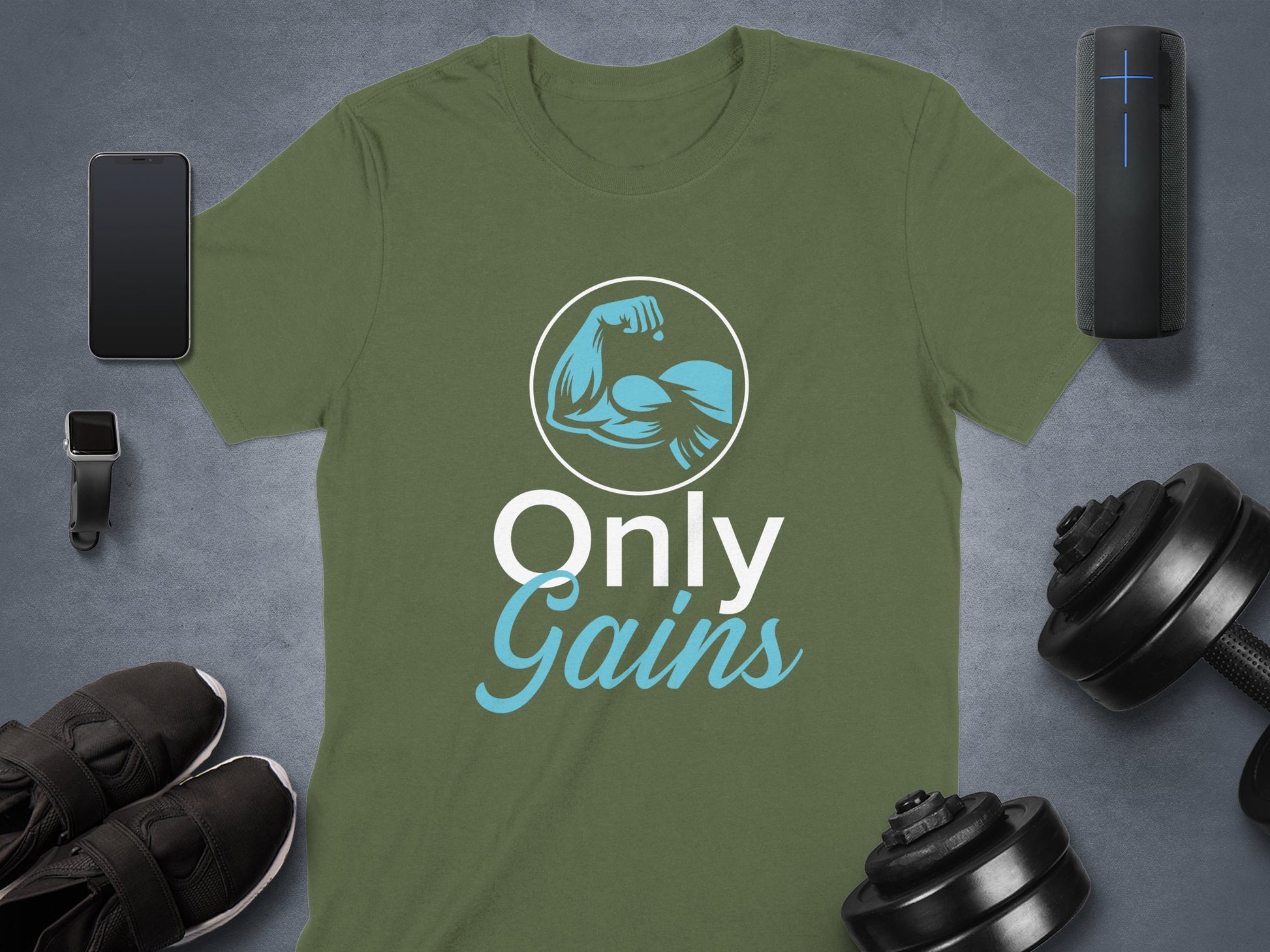 Only Gains Muscle Flexing T-shirt Product