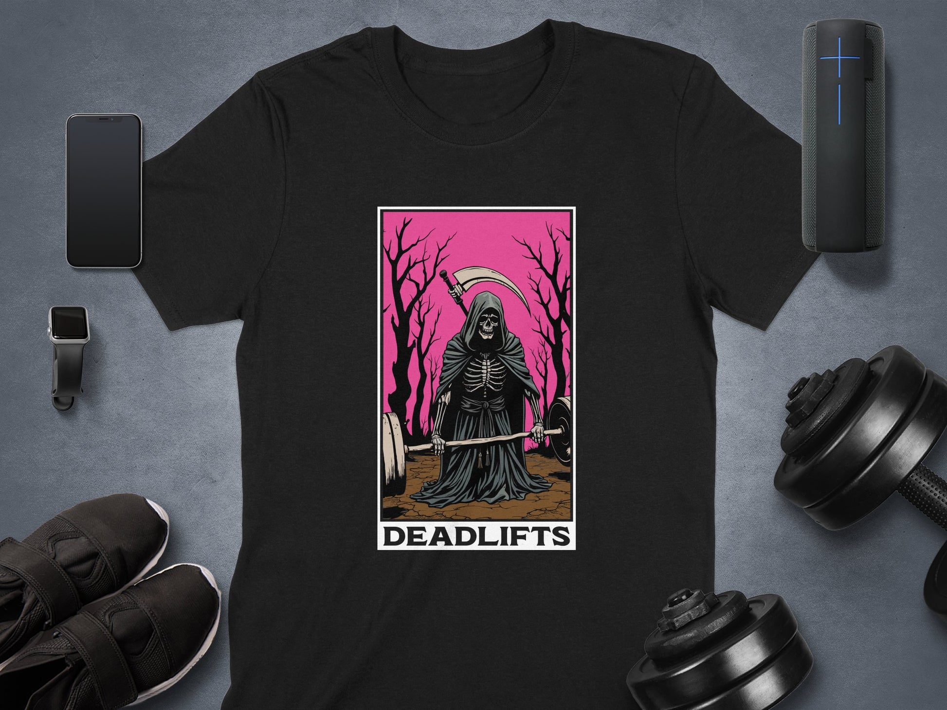 Deadlifts Grim Reaper Gym Fitness Enthusiast Shirt product type