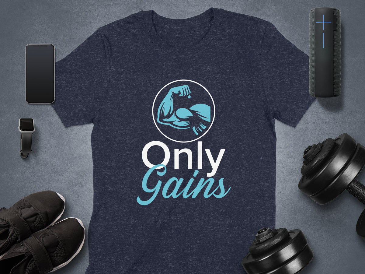Only Gains Graphic Gym Fitness Motivational T-Shirt product
