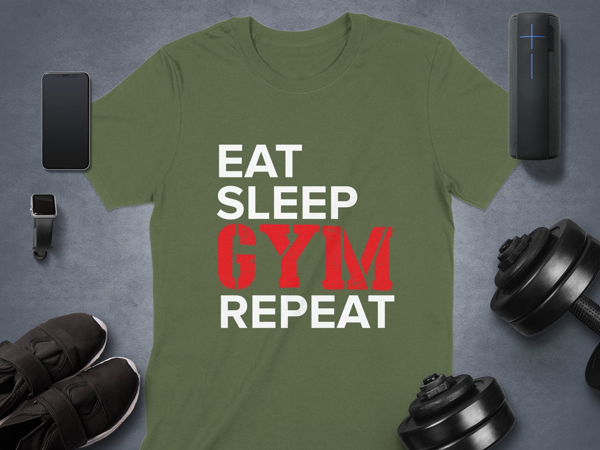 Eat Sleep Gym Repeat Motivational T-Shirt product type