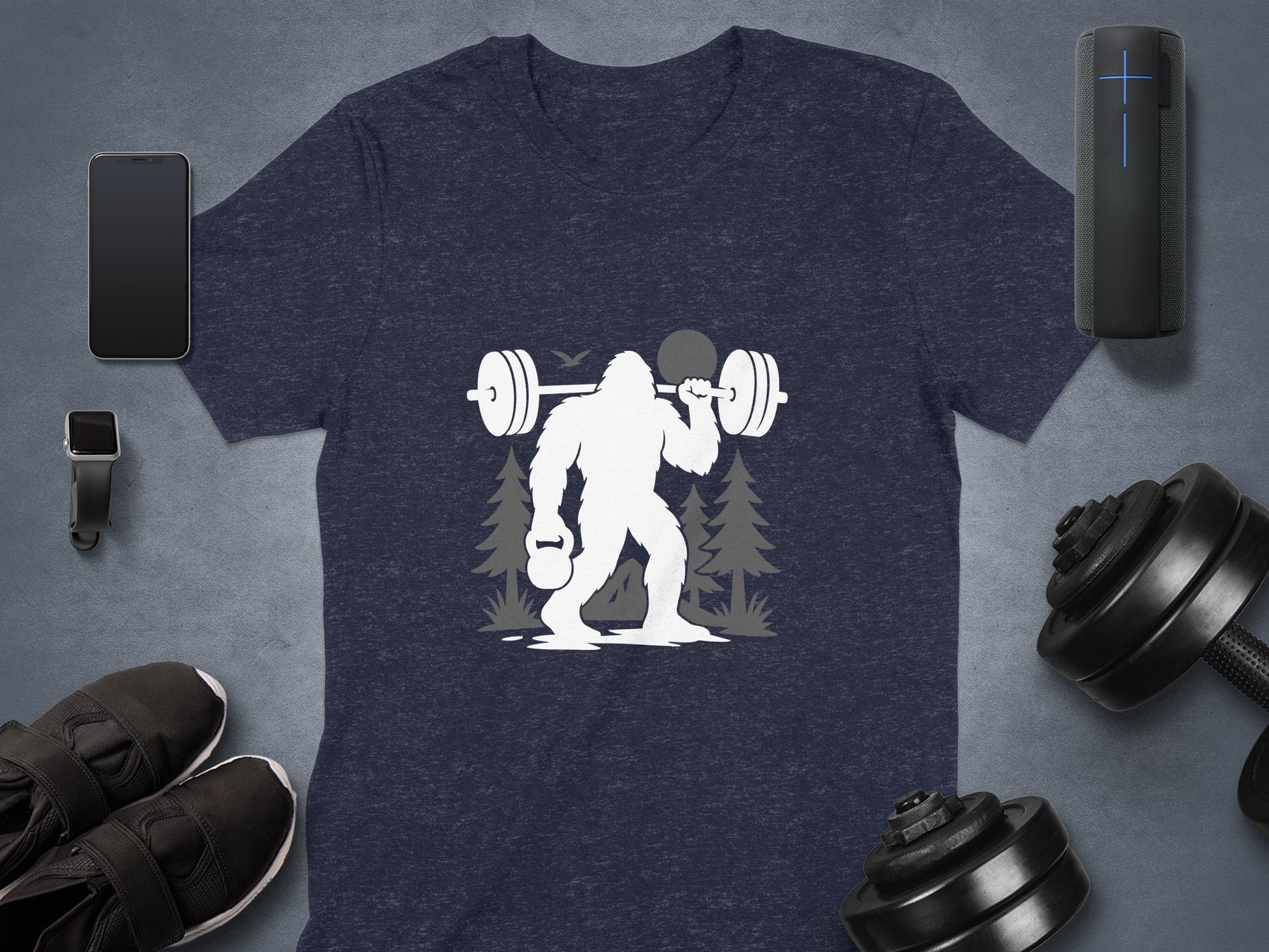 Bigfoot Lifting Weights Graphic on Men's T-Shirt product