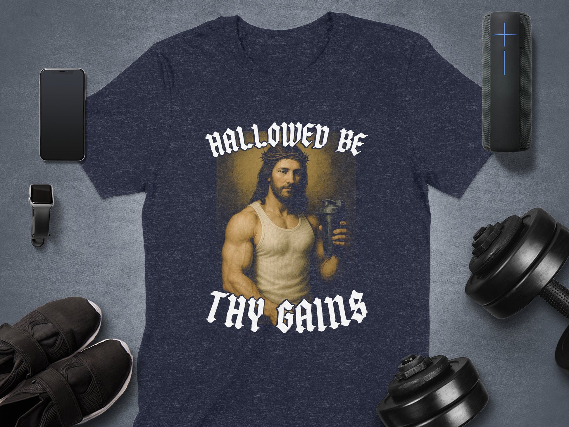 Hallowed Be Thy Gains Bodybuilding T-shirt product