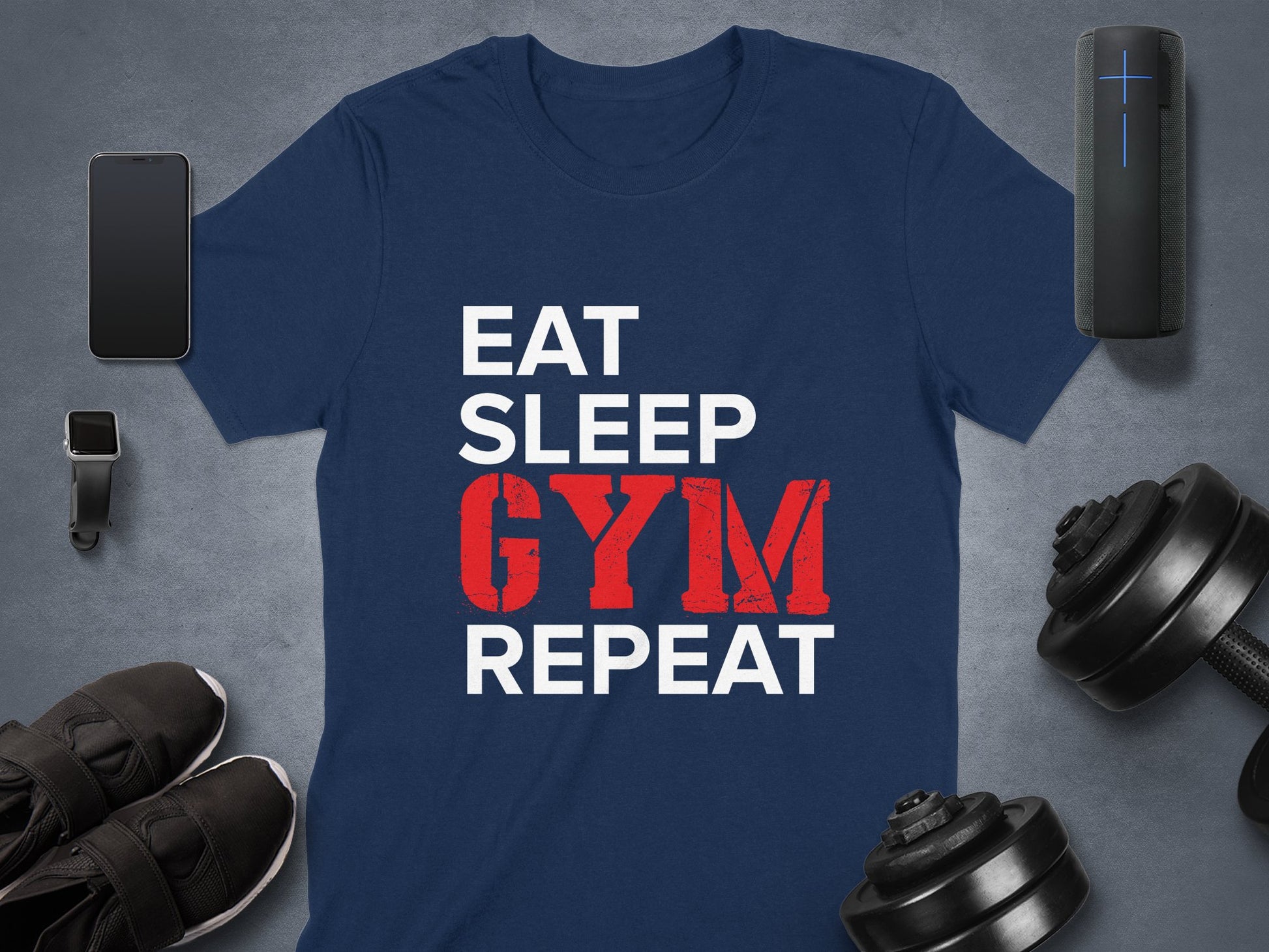 Eat Sleep Gym Repeat Text Design T-Shirt product type