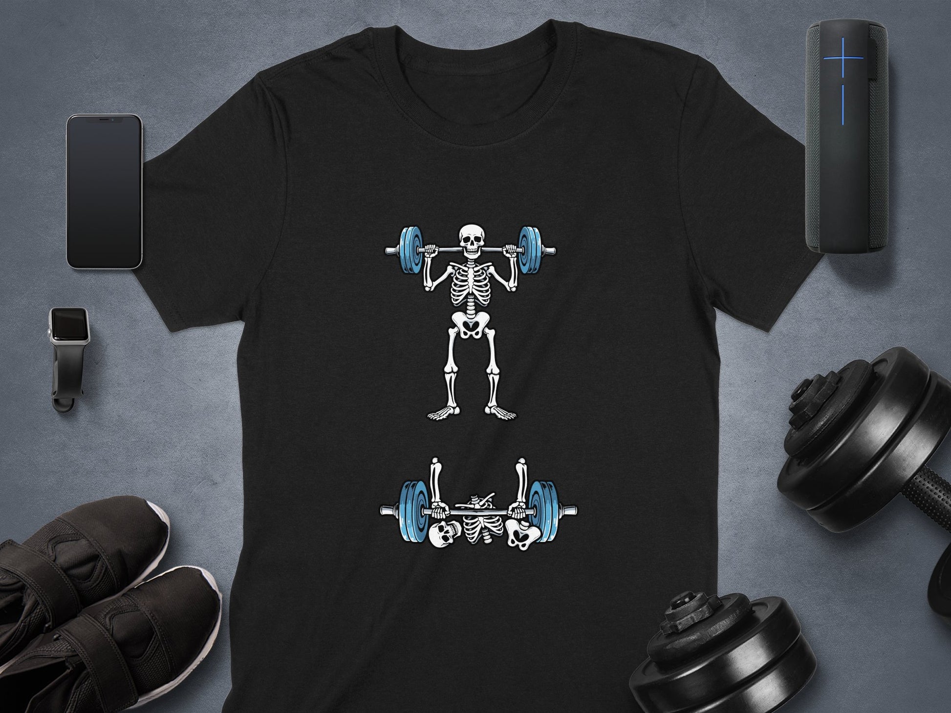 Skeleton Weightlifting Design T-shirt product type