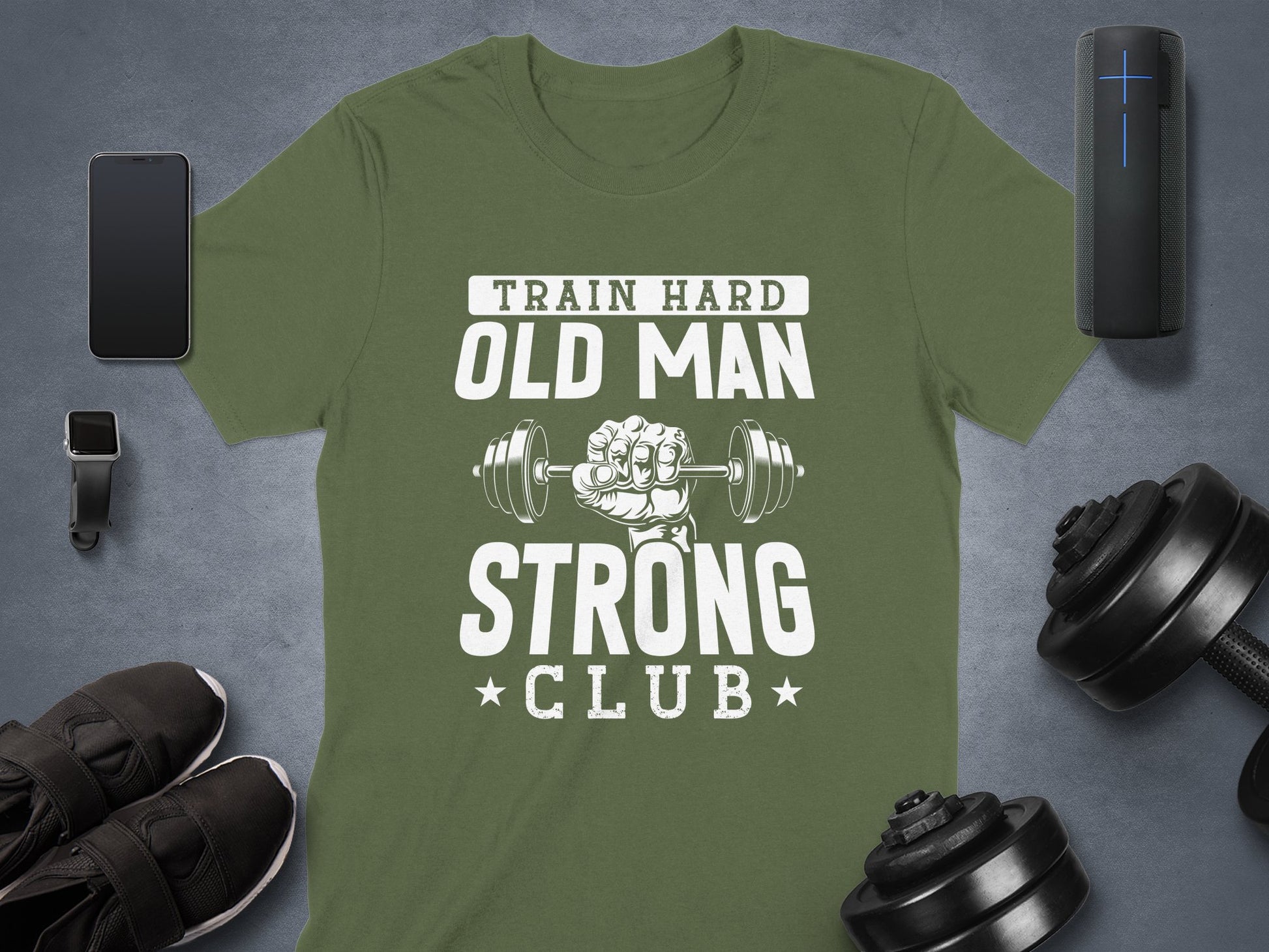 Train Hard Old Man Strong Club T-shirt product type