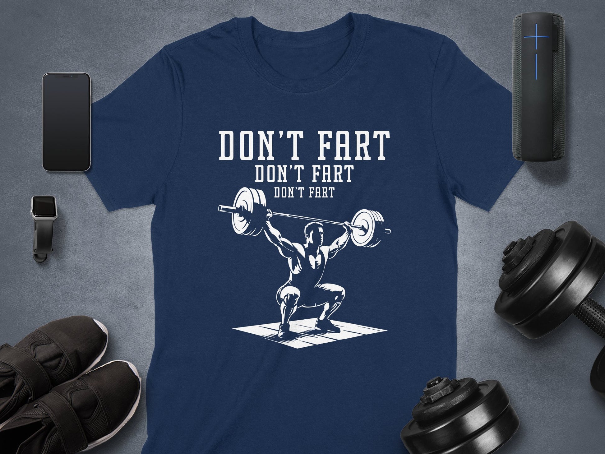 Don't Fart Weightlifting Squat Graphic T-shirt product type